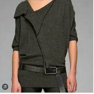 VINCE 100% Cashmere 3/4 Dolman Ruffle Sweater Black in Size M